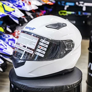 Шлем интеграл с очками ROCKOT RM-133 Solid White (бел глянц, M)