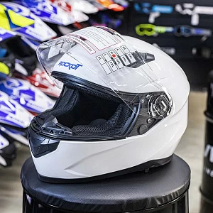 Шлем интеграл с очками ROCKOT RM-133 Solid White (бел глянц, M)
