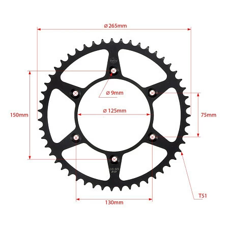 Звезда ведомая стальная SMP-R0210 51T  SM-PARTS (JTR 210 51)